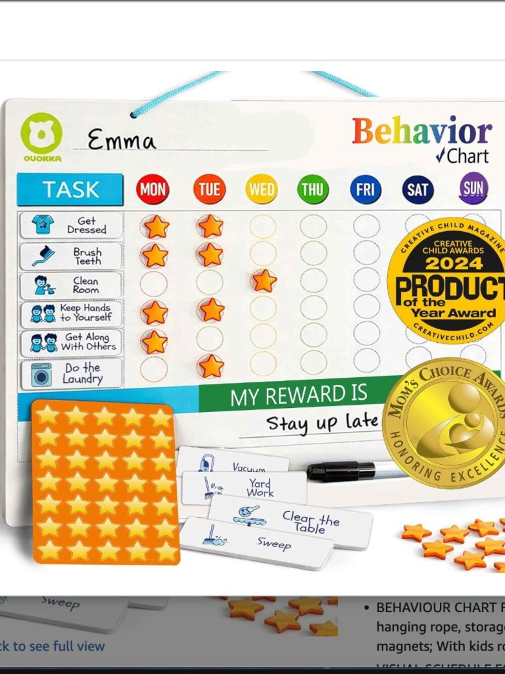 Magnetic Reward Behaviour Chart  Set with Colorful Icons